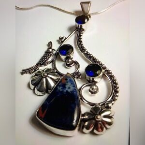 Sodalite Tanzanite Stamped 925 Sterling Silver Necklace